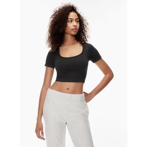 Aritzia Talula Black Scoopneck Shortsleeve Crop Top